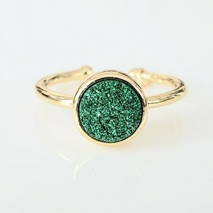 LAST ONE! Genuine agate druzy gold-plated ring